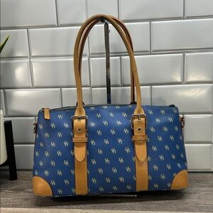 Dooney & Bourke Blue and Tan Shoulder Bag